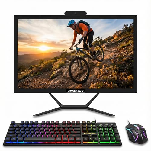 Image of STGSivir All in One Desktop Computer, 22'' FHD Display, Intel Core i5 up to 3.6GHz, 16G Memory, 512G SSD, WiFi 5, Bluetooth, RGB Keyboard & Mouse, Webcam, Windows 11 Home