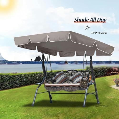 Waterproof Porch Swing Canopy Replacement - Anti-UV 300D Heavy-Duty Rip-Proof Garden Hammock Top Cover for Outdoor Patio, Yard, Seat (74x45 in, Green)
