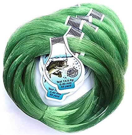 Fishing LINE MONOFILAMENT Super Quality Size 0.40MM PER LINE 55 Yard Testing Capacity is 14.5 KG Multicolor (Green, Grey, Golden, Blue) Random Color Will Received (1PC 55YARD) (1PC 55 Yard)