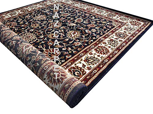 Image of Kashmiri Traditional Woollen Carpet with Advanced 1 Inch Thickness & Classical Look 180x275cm (6x9 Feet) Color Blue