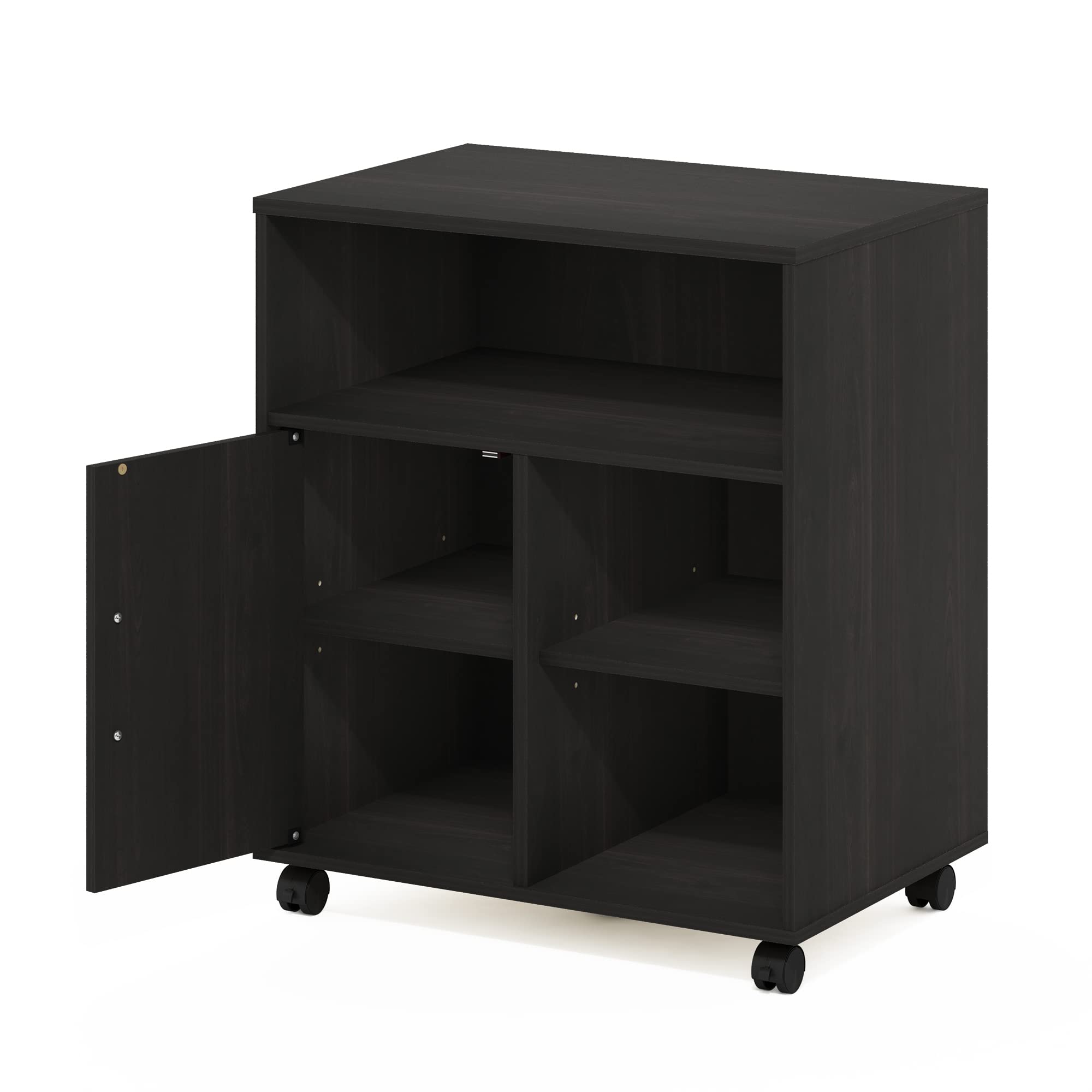 Costway Onder Bureau Printer Lade Met Massief Houten Wielen 49 X 40 X 37 Cm Wit