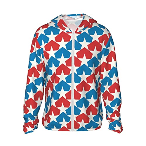 errtavt American Flag Stars Sun Protection Hoodie Women's Long Sleeve Uv Shirts Jacket Hooded for Hiking Outdoor Medium