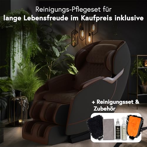 LUX Massagesessel +Bodyscann +Wärmetherapie +Airbag +Bluetooth +Ganzkörper +Zero Gravity, 11 Programme, Shiatsu -Massagesesselwelt | Dunkelgrau/Braun – Bild 7
