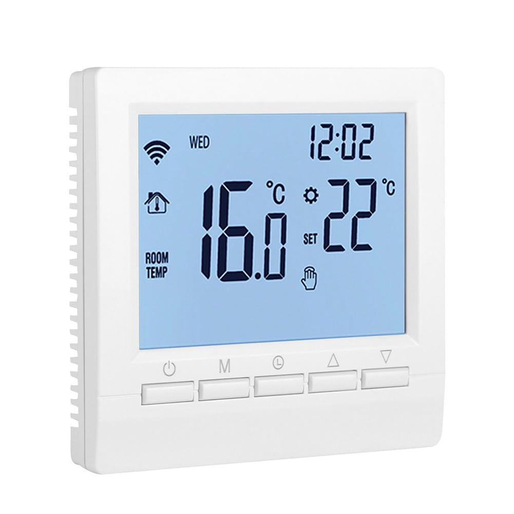 Termostato digitale per caldaia a gas e riscaldamento a pavimento elettrico, regolatore di temperatura programmabile LCD con controllo vocale, programma settimanale 5+2/6+1, blocco bambini, funzione