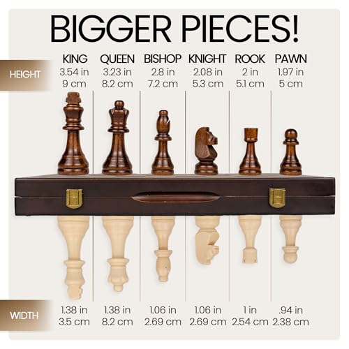 Set de Ajedrez de Madera Magnético Plegable 17" miniatura 3