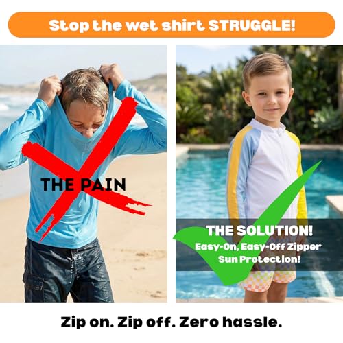 Image of SwimZip Boys' Long Sleeve Rash Guard & Swim Shorts Set - UPF 50+ Sun Protection