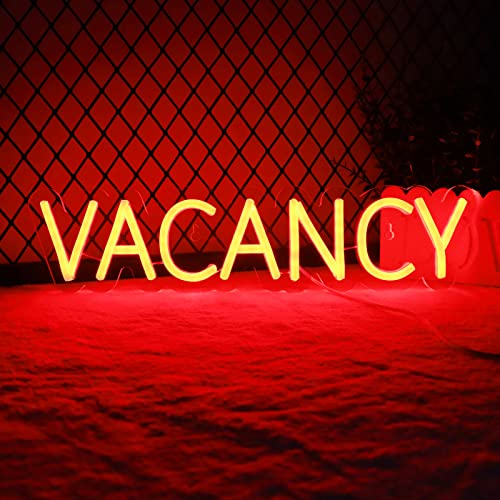 Image of VACANCY Neon Signs for Wall Decor Neon Lights for Bedroom Led Business Signs Suitable for Hotels Christmas Birthday Party Gift Unique Gift for Lover, 5V Power Adapter, 16 * 3.7 Inch(Red)