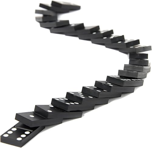 PARENCE : Jeu traditionnel de Domino - 28 pièces plus Boîte en bois et couvercle coulissant Enfant Et Adultes couleur Noir) - 3