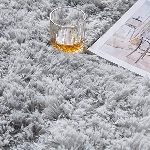 MARATIP Plush Rug, Fluffy Round Rug, Large Size, Modern Living Room, Children's Girls, Soft and Fluffy Rug for Bedroom/Living Room/Children's Room (Light Grey, 80 x 150 cm) - Image 4