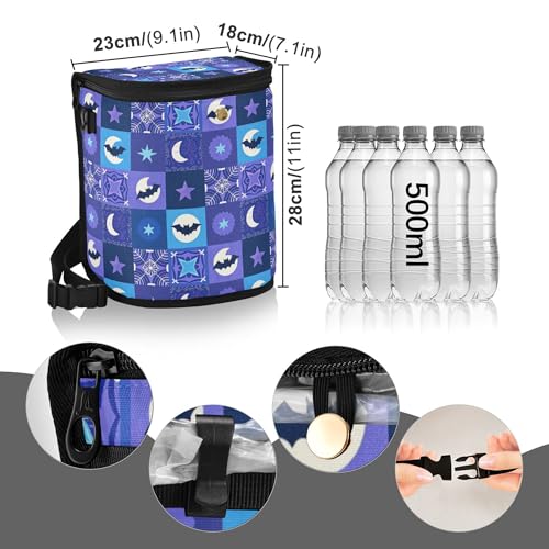 Image of MNSRUU Car Trash Can with Lid, Bats Moon Snowflakes Vintage Car Trash Bag Hanging Organizers and Storage for Front Back Seat, Leak-Proof Trash Bin