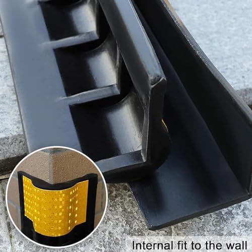 Reflective Rubber Edge Protector for Garage & Workshop Safety, Durable Corner Guard with High Visibility Strip, Impact-Resistant Collision Protection