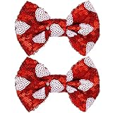 ZOLYCO Sparkling 4 Inch Glitter Heart Hair Bows Clips Sequin Bow Alligator Clips Hair Accessories for Girls, Teens, Toddlers（Red）