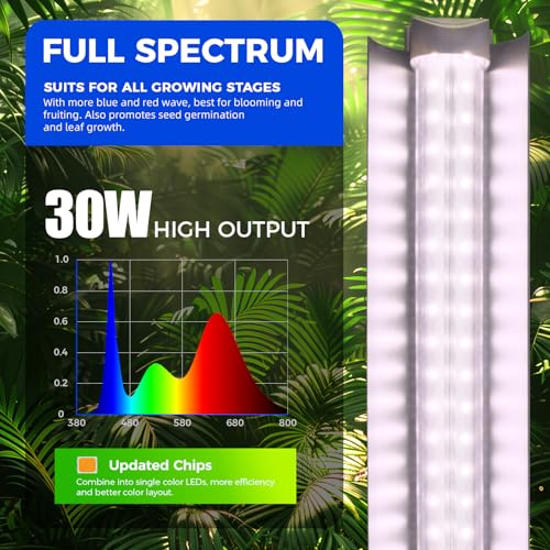 Image of Barrina LED Grow Lights, Full Spectrum, 180W(6 x 30W, 1000W Equivalent), 3ft Grow Light Strips, T8 Grow Light Bulbs, Plant Lights for Indoor Plants, Greenhouse, Pinkish White, Linkable Design, 6-Pack