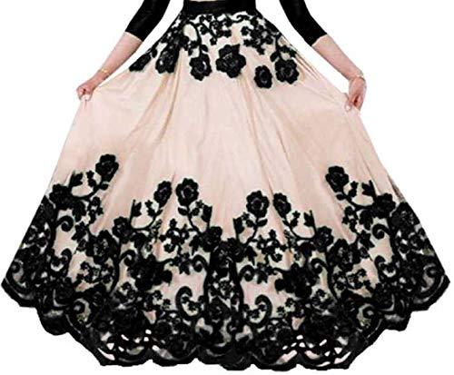 Image of Girls Lehenga Choli Ethnic Wear Embroidered Lehenga, Choli and Dupatta Set | Black | 9-15 Years