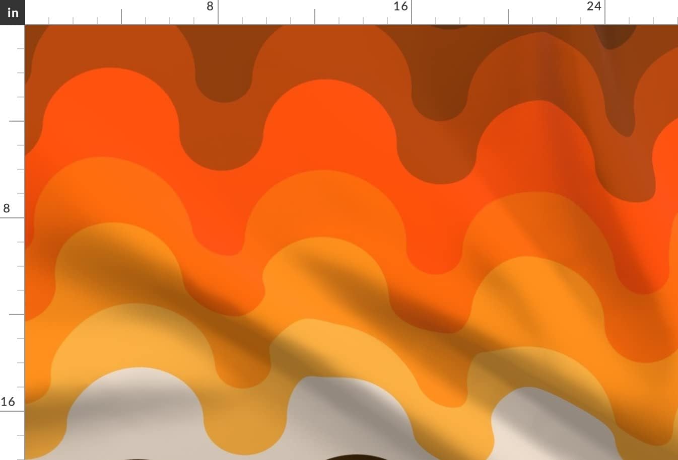 Spoonflower Fabric - Retro Abstract Vintage Seventies Bold Waves 1970S Sunset Warm Colors Printed on Satin Fabric by The Yard - Sewing Lining Apparel Fashion Blankets Decor