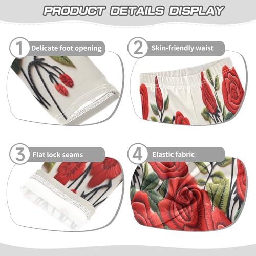 Bolaz Toddler Girls Leggings Printed Yoga Pants Leggings Red Rose Flower for Kids3