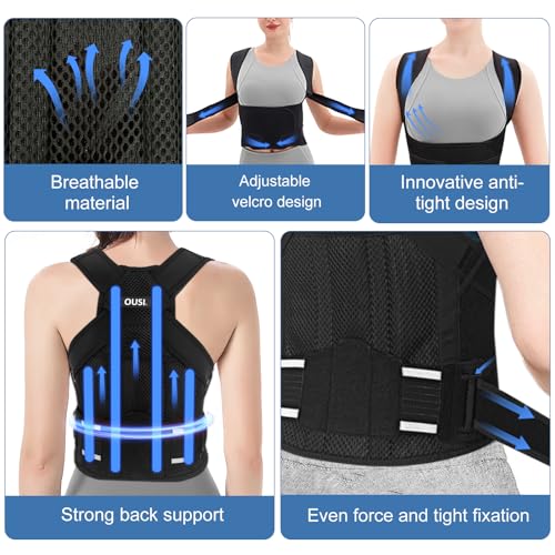 Posture Corrector Back Support Brace:Neck and Shoulder Supports Belt for Women and Men - Lower Back Straightener Straps Adjustable - Posture Correction Straps for Lumbar Upper Back Support Black (L) - Image 4