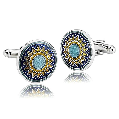 Mancuernillas para hombre AieniD acero dorado y azul
