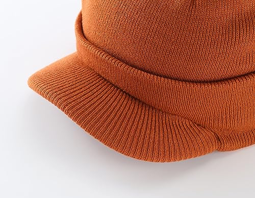Image of Home Prefer Men's Winter Beanie Hat with Brim Warm Double Knit Cuff Beanie Cap Watch Radar Hat