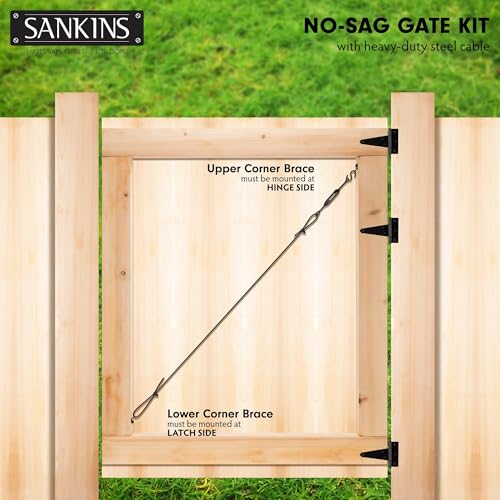 Image of Anti-Sag Gate Kits for Wooden Fence, Black Anti-Sagging Gate Support Cable Kit Hardware, Gate Sag Frame Kit Hardware for Wooden Fence, Wood Gate Door Repair Kit for Outdoor, 2 Pack