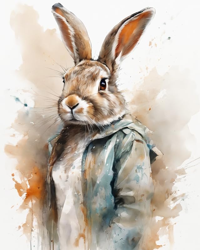 ZMHZMY Adults' Paint by Number Kits,Rabbit Bunny Hare,Paint by Number Kits on Canvas,DIY Oil Paintings for Beginners Arts and Crafts,40x50cm No Frame