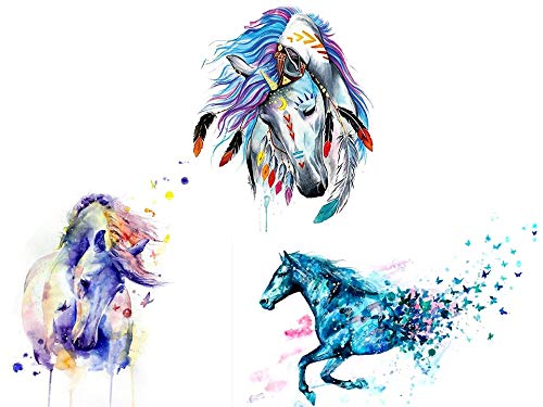 3 fogli di tatuaggi temporanei cavalli tatuaggi cavallo tatuaggi finti tatuaggi Horse 3