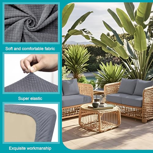 Image of BIETYONE 12Pcs Stretch Patio Cushion Covers,Outdoor Couch Covers Replacement,Outdoor Couch & Sofa Slipcovers,for Patio Furniture Cushion Covers,Washable Reusable Furniture Protector (Grey,Cover Only)