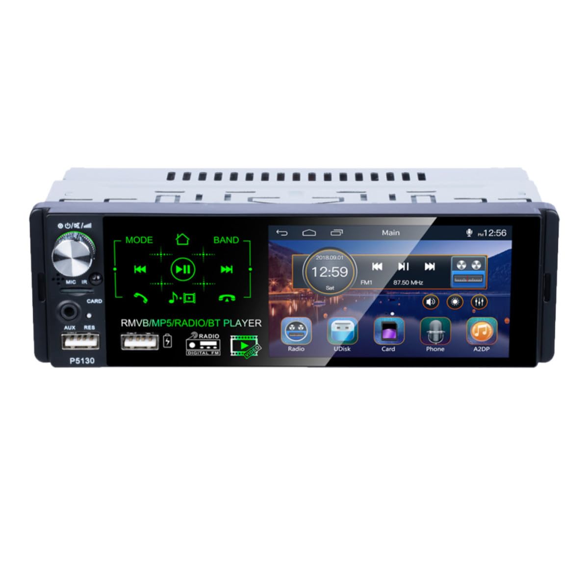 Artibetter Lecteur Mp5 Tuner FM Intégré Écran Tactile Capacitif pour Voiture 4,1 Pouces Puissance Maximale 50w X 4, Boîtier Plastique et Métal Noir