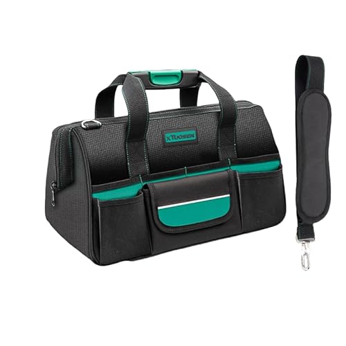 Tool Bag Heavy Duty 16.5-Inch with 16 Pockets Portable Handle Adjustable Shoulder Strap Waterproof Wide Mouth Tools Storage Organizer Carry Tote Box for Craftsman Electrician Mechanic (16.5-Inch)