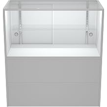 36" W x 18" D x 38" H - White Retail Display Case, Glass Display Case with Storage,Illuminated Half Vision Display Showcase for Store