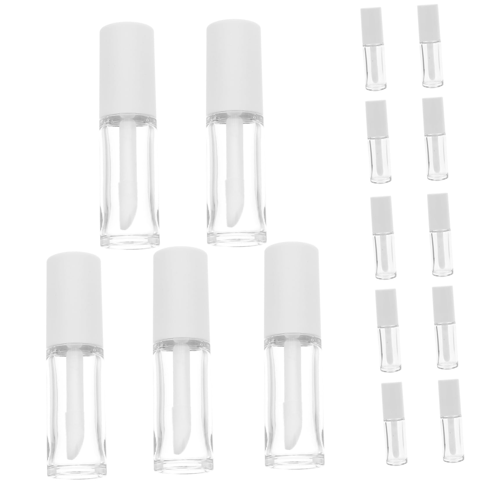 Tubi per Lucidalabbra 10ml Petg con Bacchetta 15 Pezzi | Bianco, Chiusura Ermetica Anti-perdita, Portatile e Ricaricabile, per Viaggio e Fai da Te