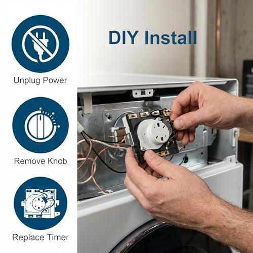 Image of WE4M527 TMD16M10 Dryer Timer Replacement for GE Dryer - Direct Fit 234D1296P001, 2-Year Warranty, Compatible with Models GHDP490EF3WW, GTDP490ED2WS, GHDP490EF1WW, DPSR610EG8WT & More