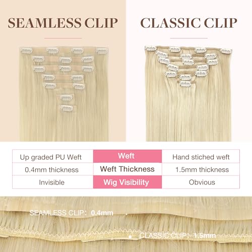 Image of GOO GOO Seamless Clip in Hair Extensions Real Human Hair Remy Extensions