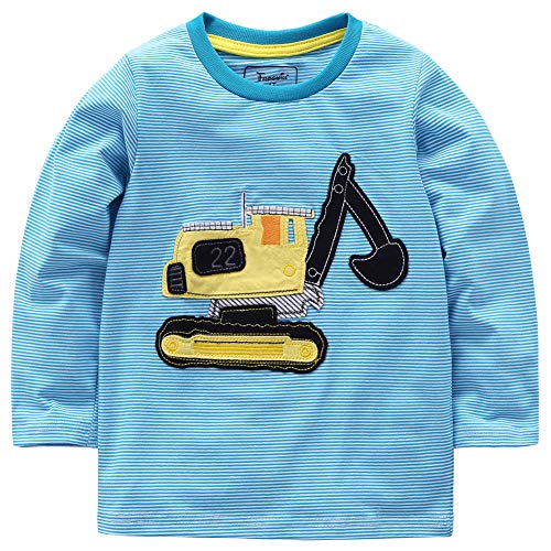 Frogwill Toddler Boys Excavator Long Sleeve Cartoon T Shirt Size 2-7 Years2