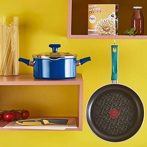 Tefal G804S4 Chefclub Pasta La Vista Kochgeschirr-Set | Titanium Antihaftversiegelung | Thermo-Signal Temperaturanzeiger | unbedenkliches Kochen | einfache Reinigung | induktionsgeeignet | blau/grün
