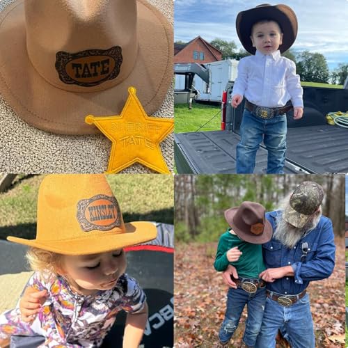 Personalized Toddler Boys Cowboy Hat, 2-8t Kids Western Cowboy Hat, Custom Name Sewn Leather Patch Cowgirl Hat3