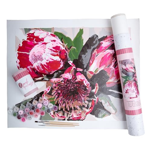 Pink Picasso Kits Botanical Floral Paint by Number for Adults | DIY 16x20 Color by Numbers Canvass Painting Kits for Adult & Teens | As Seen On Shark Tank & Oprah's Favorite Thing | (Pretty Protea)