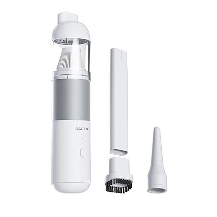 Raycon Portable Handheld Cordless Vacuum with 120W Motor and 7000Pa Strong Suction, HEPA Filter, Pet Hair Vacuum, Car Vacuum Cleaner, (White)