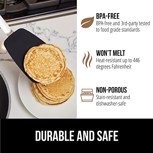 Gorilla Grip Nonstick Heat Resistant BPA-Free Silicone Spatula, Non Scratch Flexible Head for Pans, Slip Resistant Soft Rubber Handle, Stainless Steel Kitchen Spatulas for Cooking, 11.6 Inch, Black - Image 6