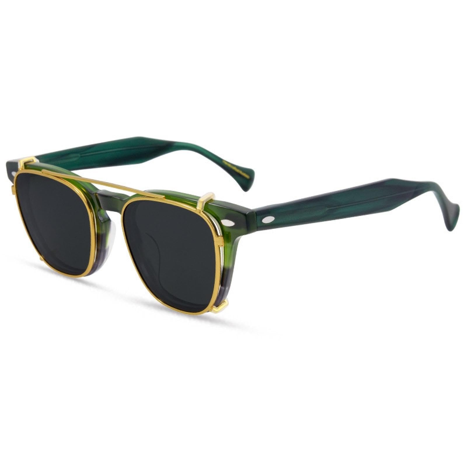 con clip magnetica occhiali da sole rotondi uomo acetato moda uv400 donna