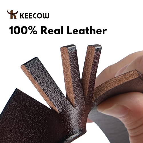 Image of KEECOW Men's 100% Italian Cow Leather Belt Men With Anti-Scratch Buckle,Packed in a Box