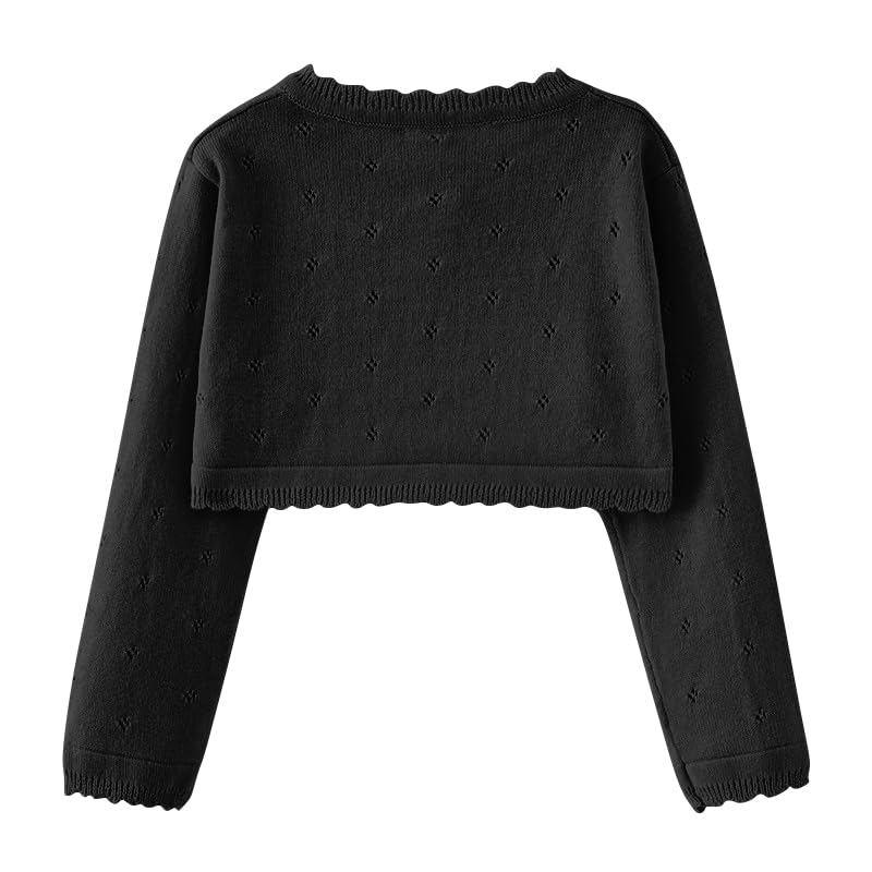 ASHER FASHION Little Girls Bolero Cardigan Long Sleeve Kids Toddler Knitted Shrug Sweaters Dress Cover Up Cropped Tops2
