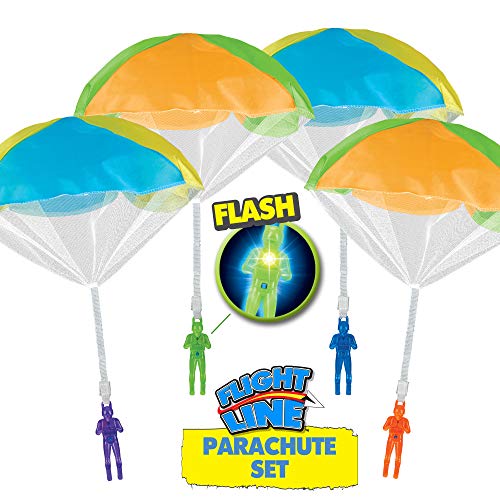 Nature Bound Flashing Light-Up Parachute Toy, Tangle Free, With Paratrooper, Assorted Colors, 4 Pack Bundle, Batteries Included, For Kids Ages 3 + #TOP2