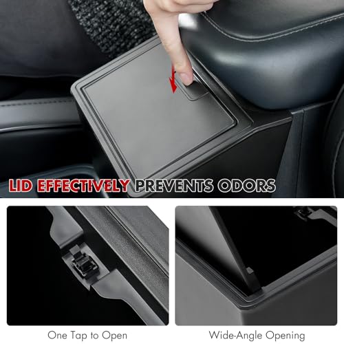 Image of Mabett Lidded Console Storage Box for Ford Maverick Accessories 2026 2025 2024 2023 2022, Seal-Lid Heavy-Duty Multi-Scenario Organizer Front Seat Armrest Trash Can
