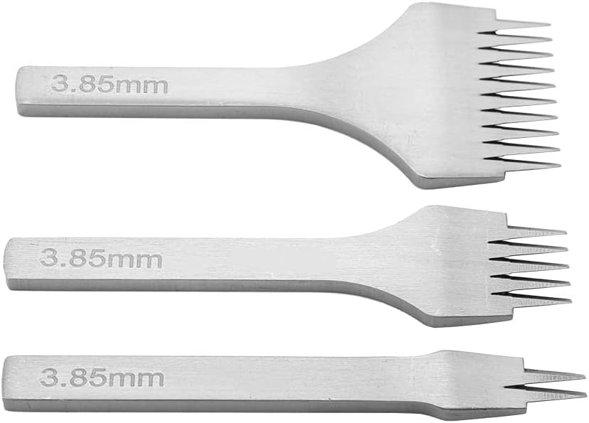 Qin Punch Prong Tool, Comfortable Leather Punch Tool, Steel for Stitching Leather for Leather Crafts(Pitch 3.85mm)