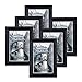 Produktbild Metrekey Bilderrahmen 10x15 cm Set 6 Holz Schwarz Vintage Glas Fotorahmen mit Halterung und Haken für Tischplatte und Wanddekoration
