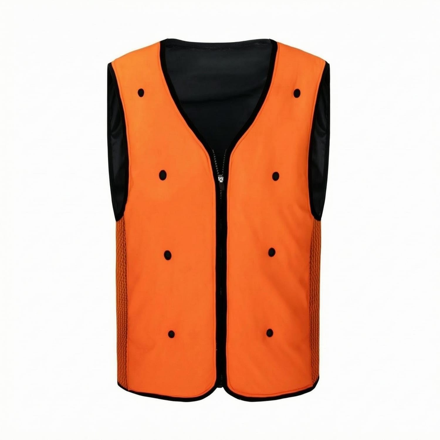 TRENDYNEST Breathable Mesh Cooling Vest Fitted Sleeveless Zip Vest V-Neck Outerwear Black Trim for Outdoor Wear, Workwear, Orange Black, L-picture-38