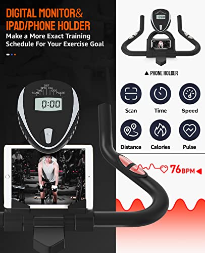 Pooboo EBIKE Exercise Bike Adjustable Resistance Cardio Workout Indoor Fitness Bike W/Lcd Monitor Adjustable Seat Straps Foot Pads Home Office Fitness Training Workout thumb #6