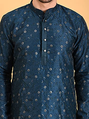 Image of Uri and MacKenzie Embroidery Silk Men's Kurta Pyjama Set
