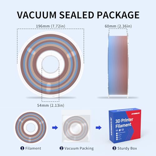 Image of RAMBERY Matte Rainbow 3D Printing Filament Fast Color Change, Multi-Color PLA Filament for Most FDM 3D Printer, 1.75mm 1kg(2.2lbs), Matte Rainbow Blue-Brown